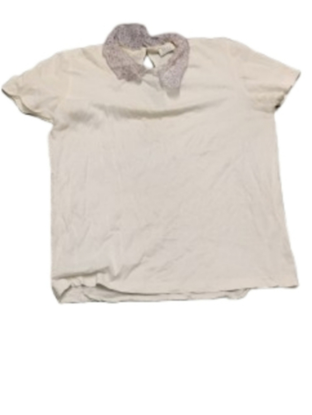 Sandro Women's Peter Pan Collar Lavender Lace Sandro Tee Shirt
